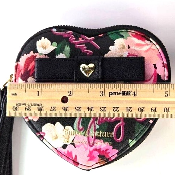 Juicy Couture Pick Your Petal Peek a Bow Floral Heart Wristlet Coin Purse‎ - Picture 5 of 5